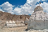 Ladakh - A large group of chortens close to Shey palace